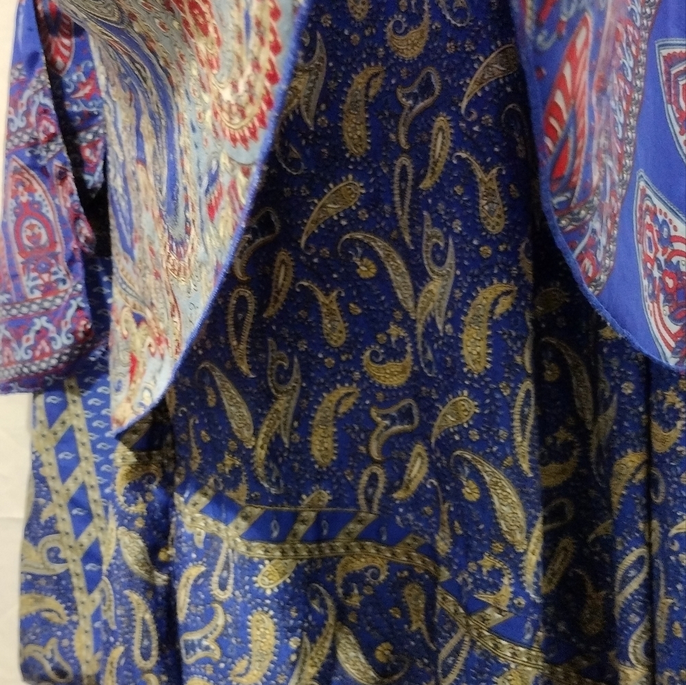 Women's Paisley Artsy Wrap Skirt OS Blue Boho Retro 90s Y2K Festival Beach - Picture 8 of 8